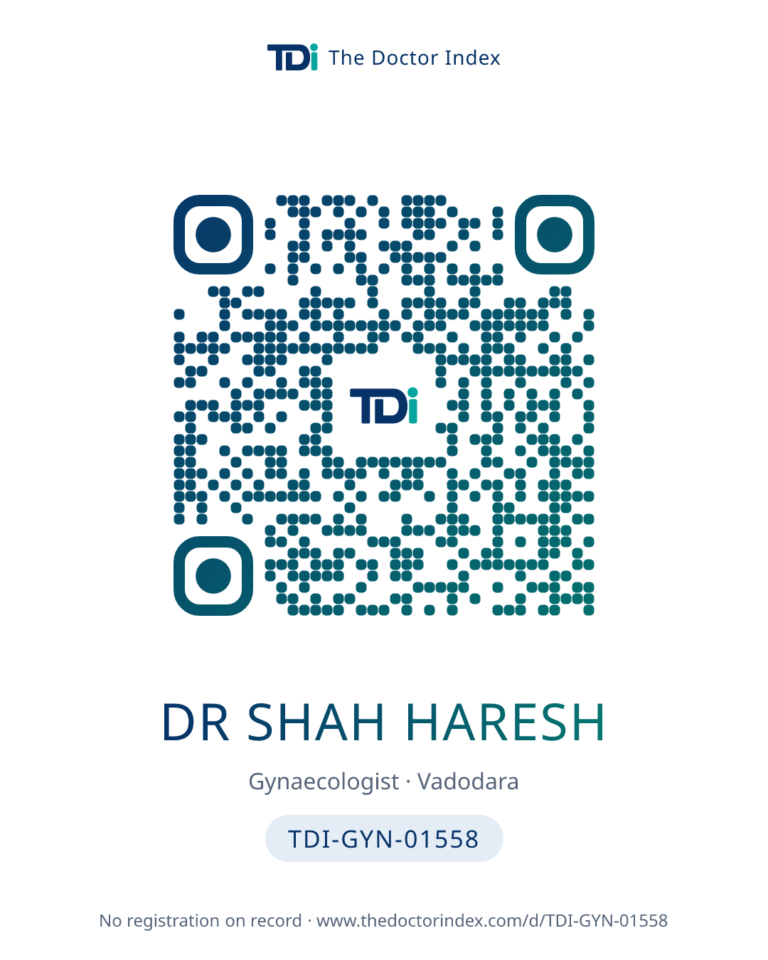 QR card for Dr Shah Haresh, TDI-GYN-01558