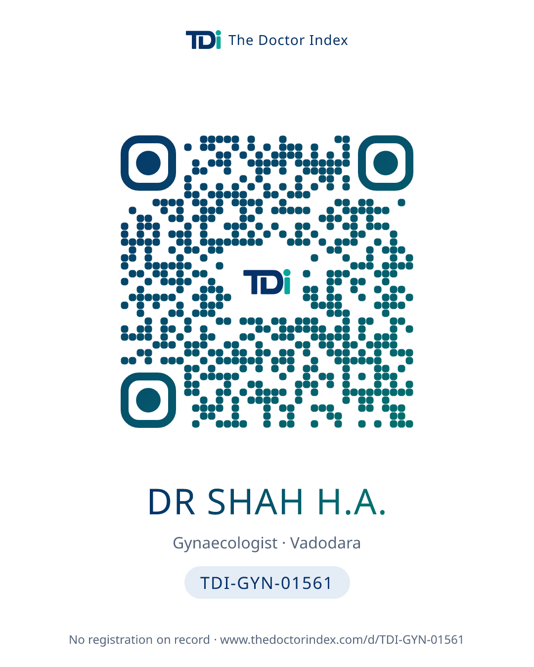 QR card for Dr Shah H.A., TDI-GYN-01561
