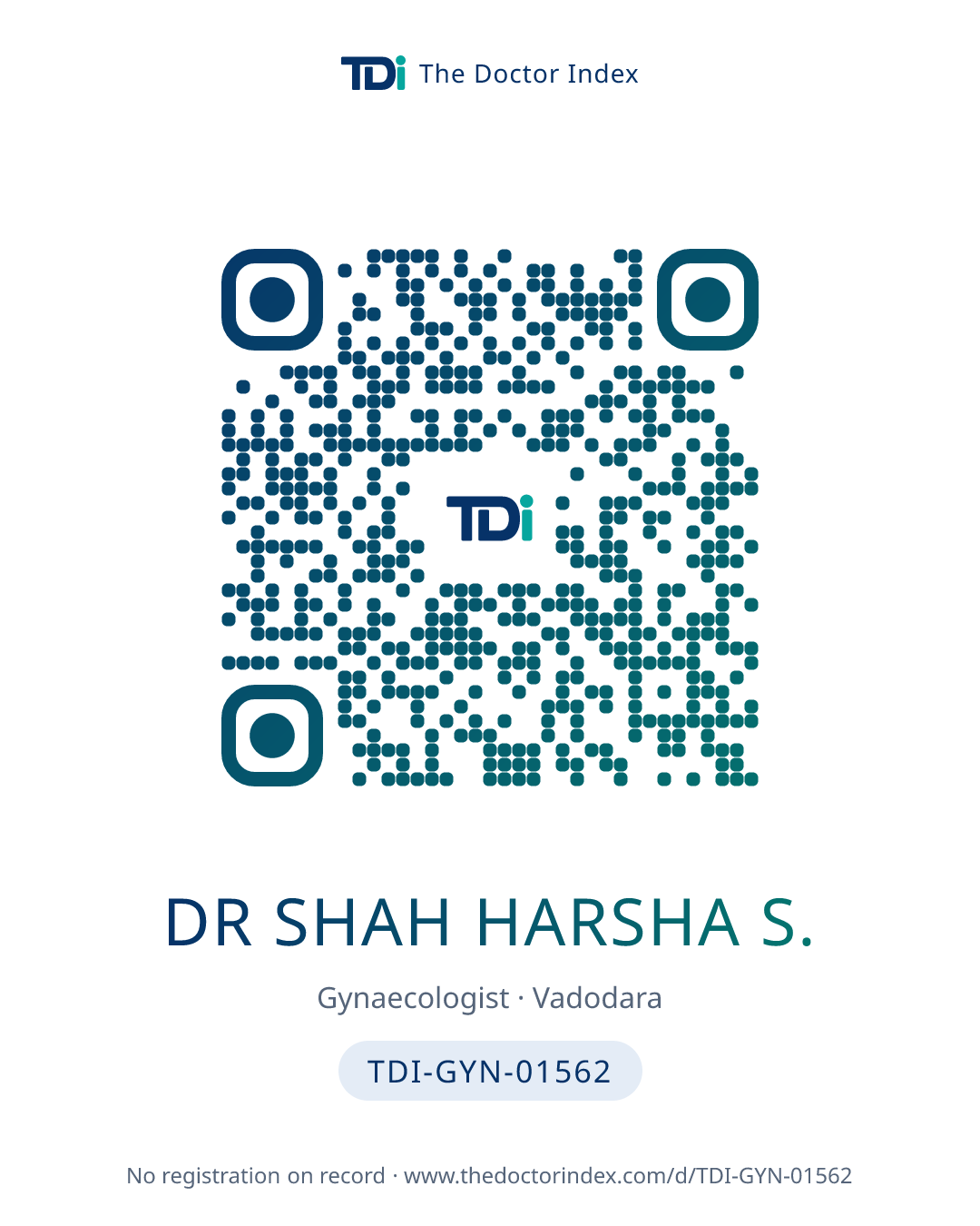 QR card for Dr Shah Harsha S., TDI-GYN-01562
