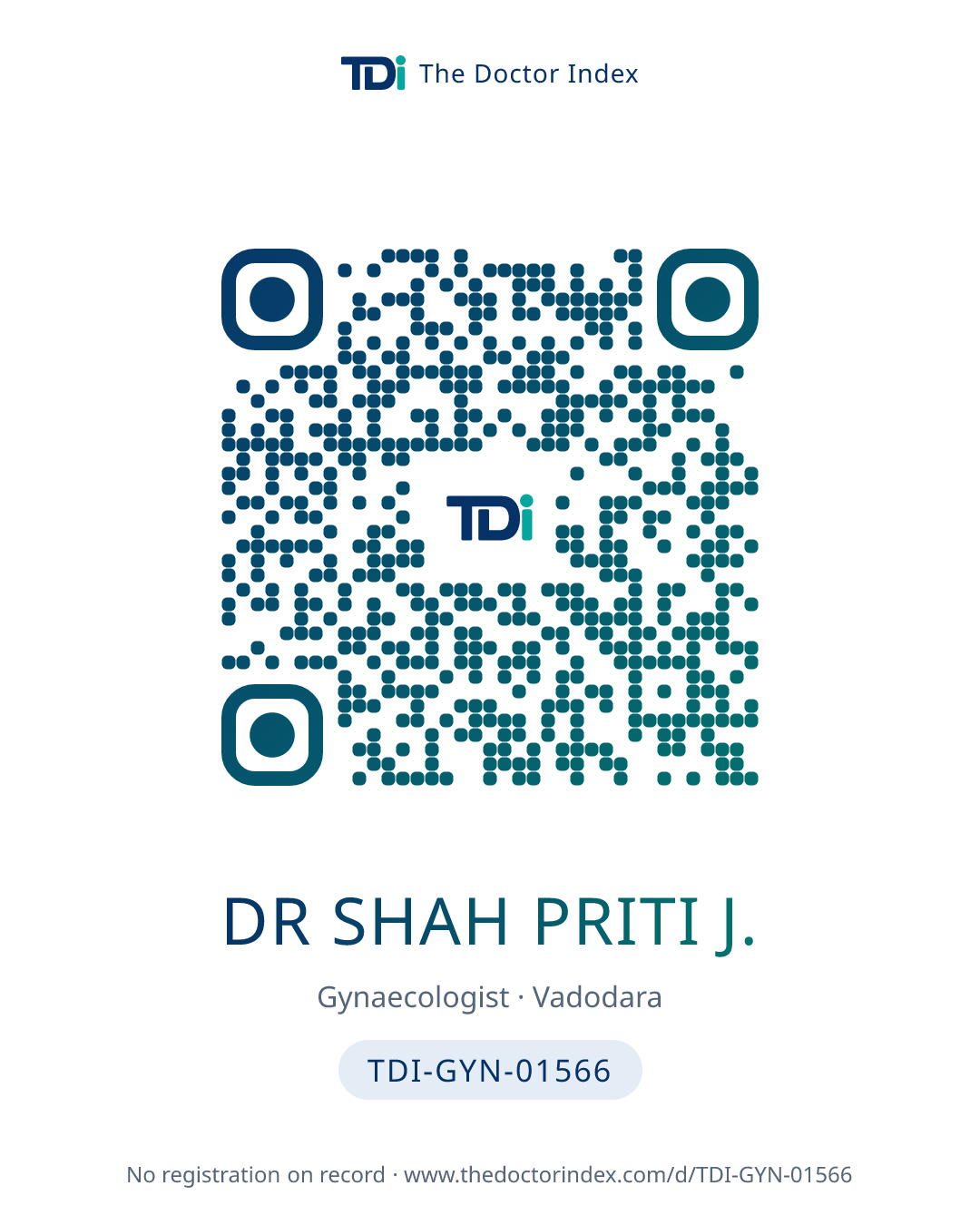 QR card for Dr Shah Priti J., TDI-GYN-01566