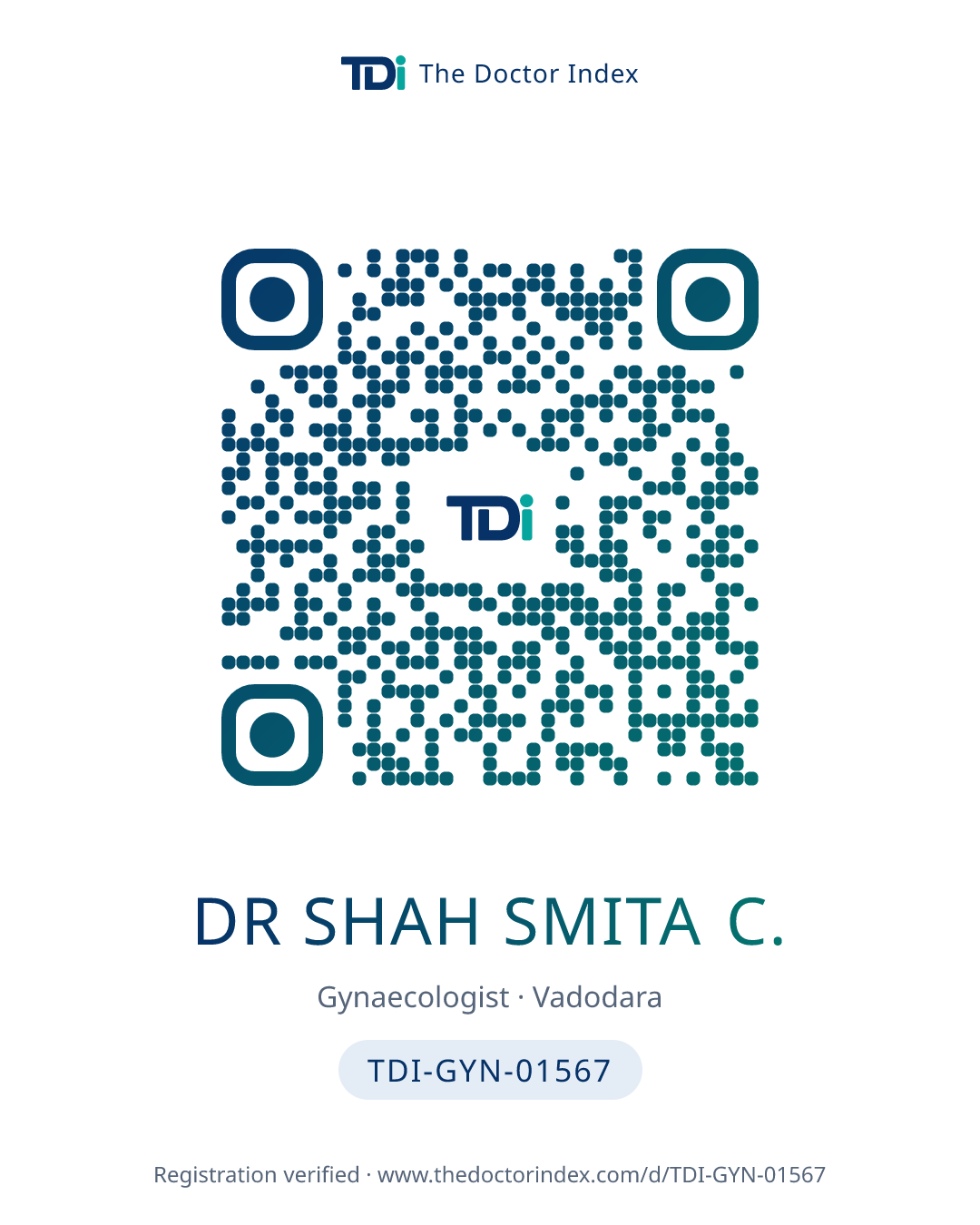 QR card for Dr Shah Smita C., TDI-GYN-01567