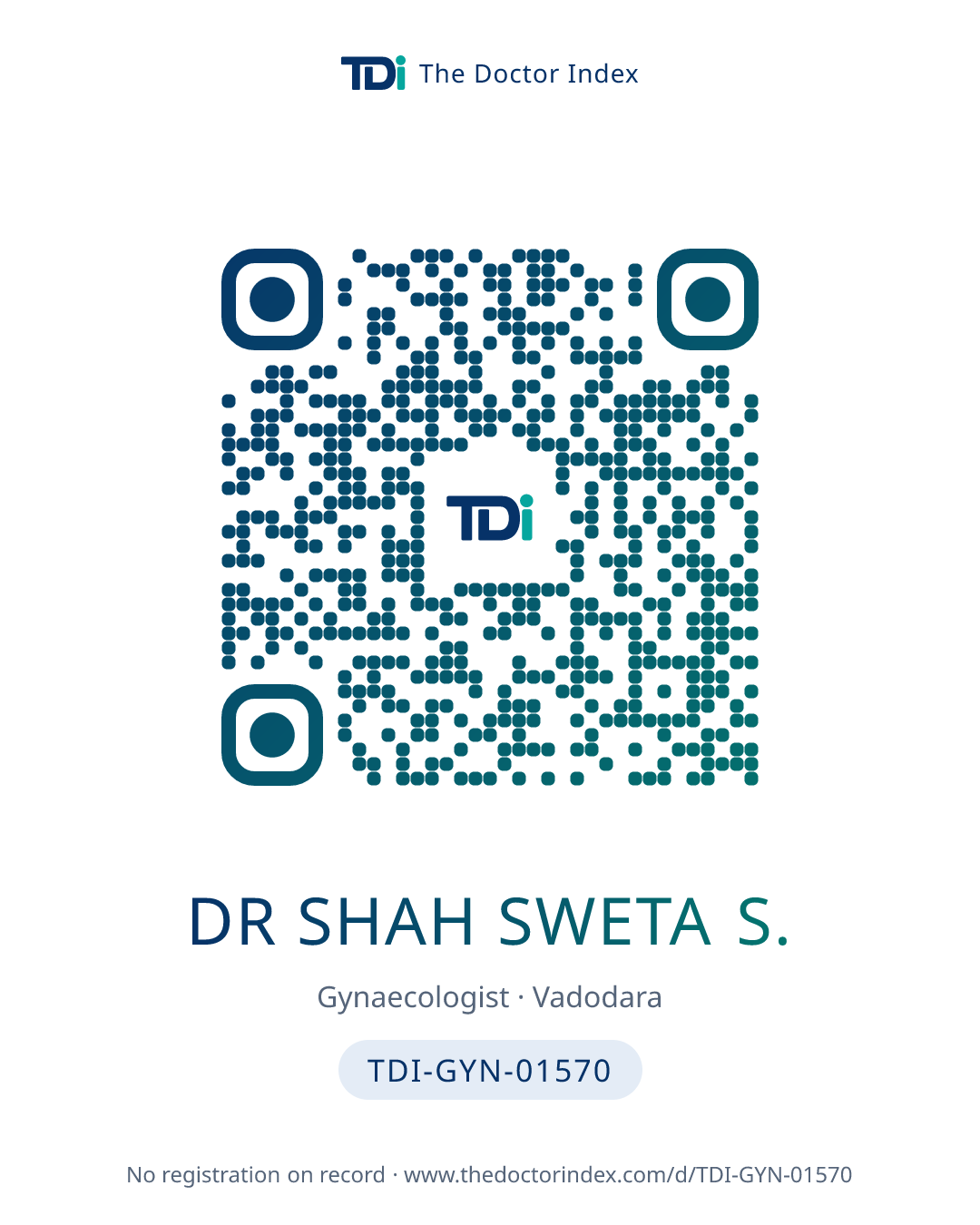 QR card for Dr Shah Sweta S., TDI-GYN-01570