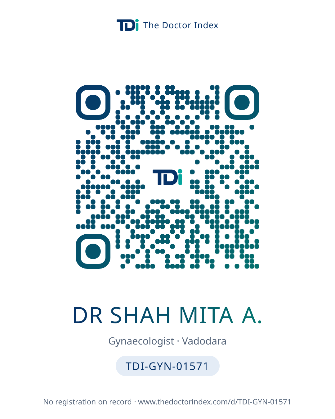 QR card for Dr Shah Mita A., TDI-GYN-01571