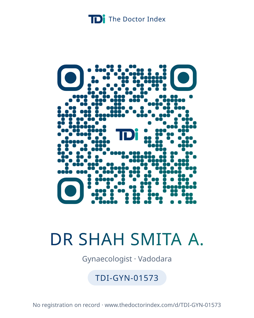 QR card for Dr Shah Smita A., TDI-GYN-01573