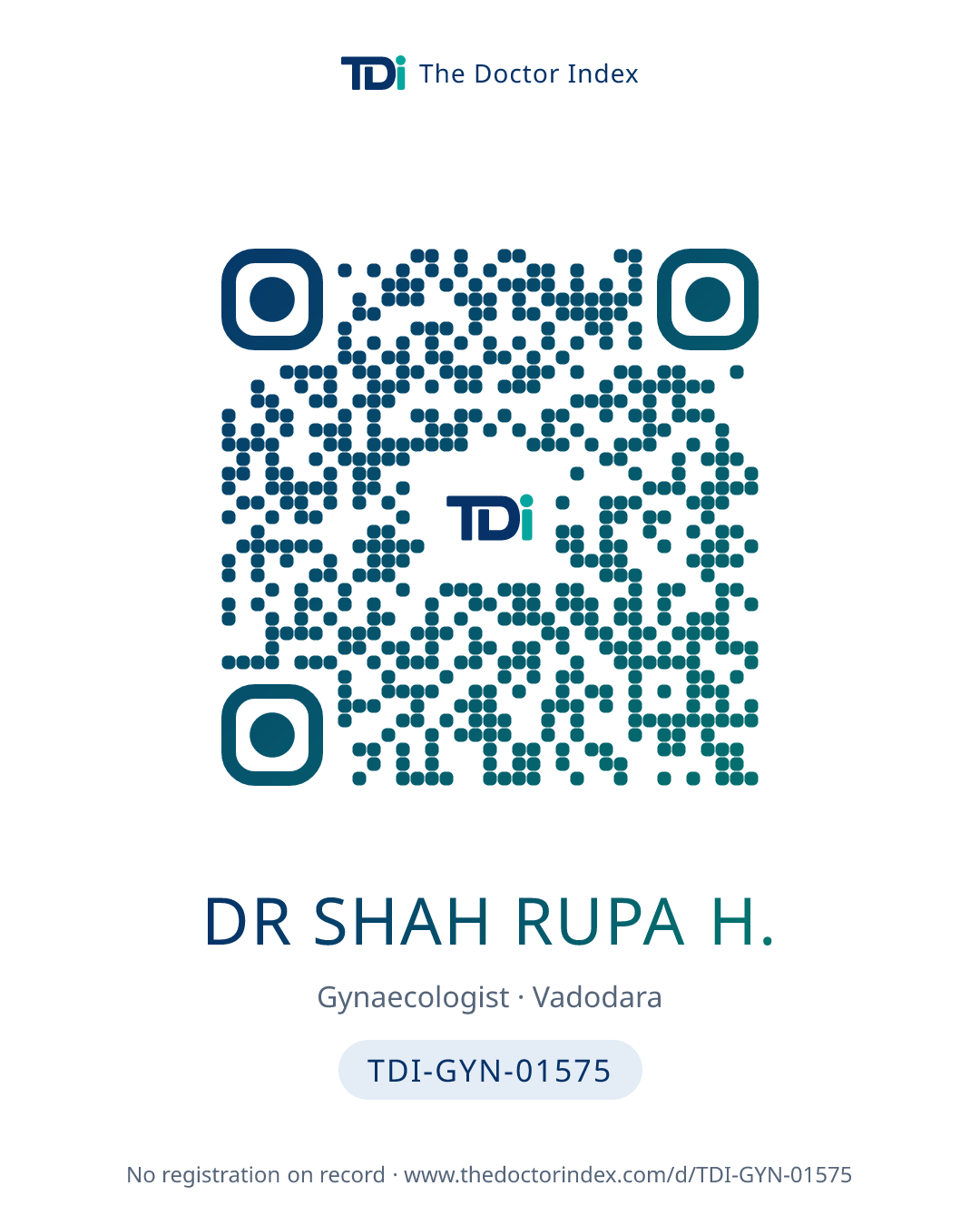 QR card for Dr Shah Rupa H., TDI-GYN-01575