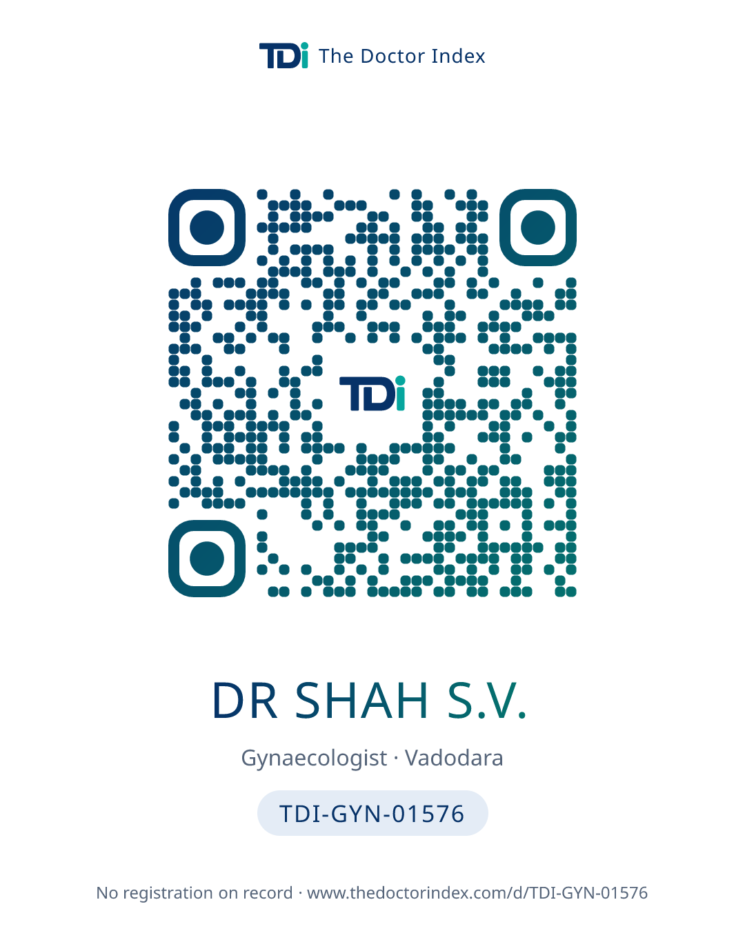 QR card for Dr Shah S.V., TDI-GYN-01576