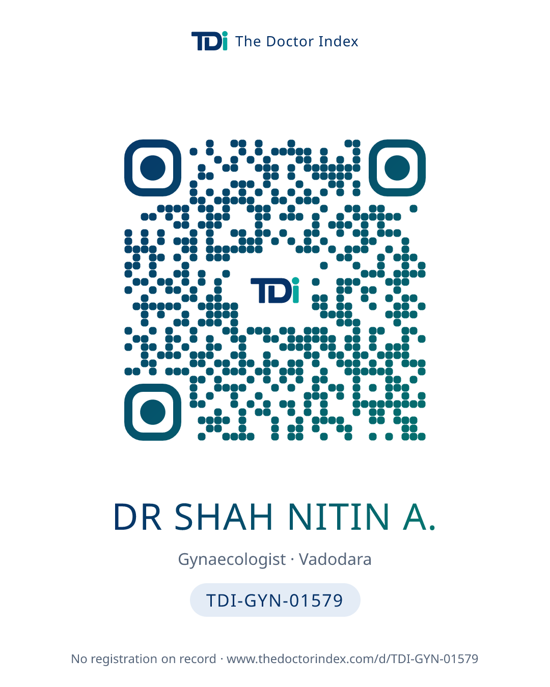 QR card for Dr Shah Nitin A., TDI-GYN-01579