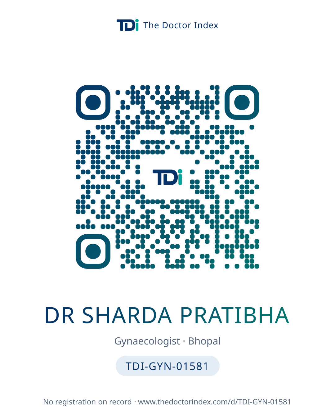 QR card for Dr Sharda Pratibha, TDI-GYN-01581