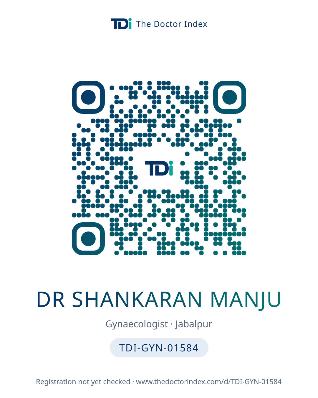 QR card for Dr Shankaran Manju, TDI-GYN-01584