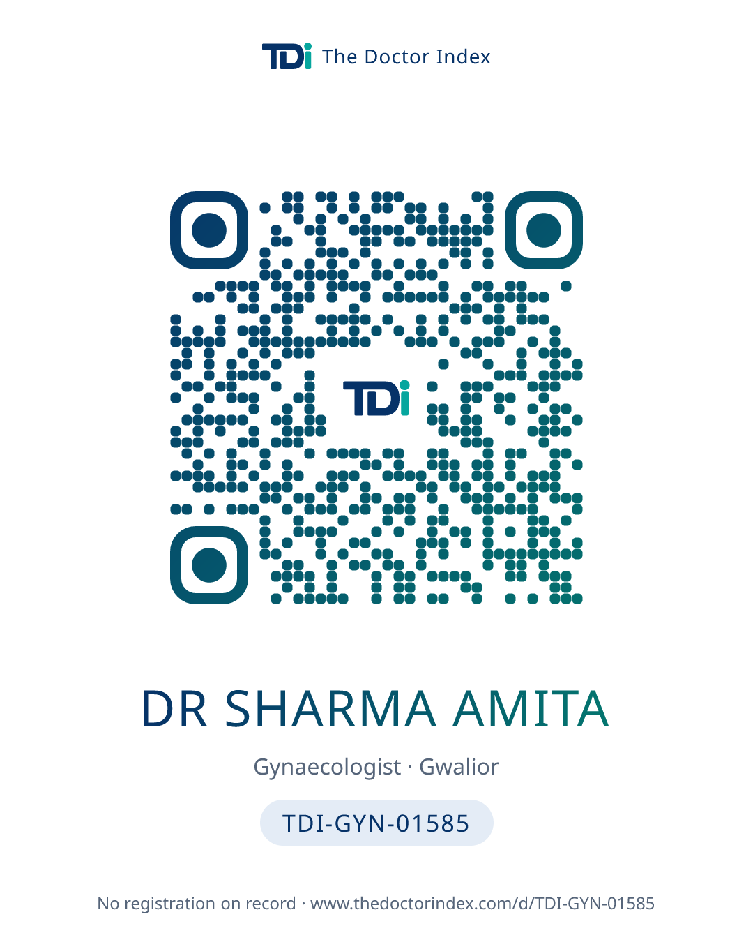 QR card for Dr Sharma Amita, TDI-GYN-01585