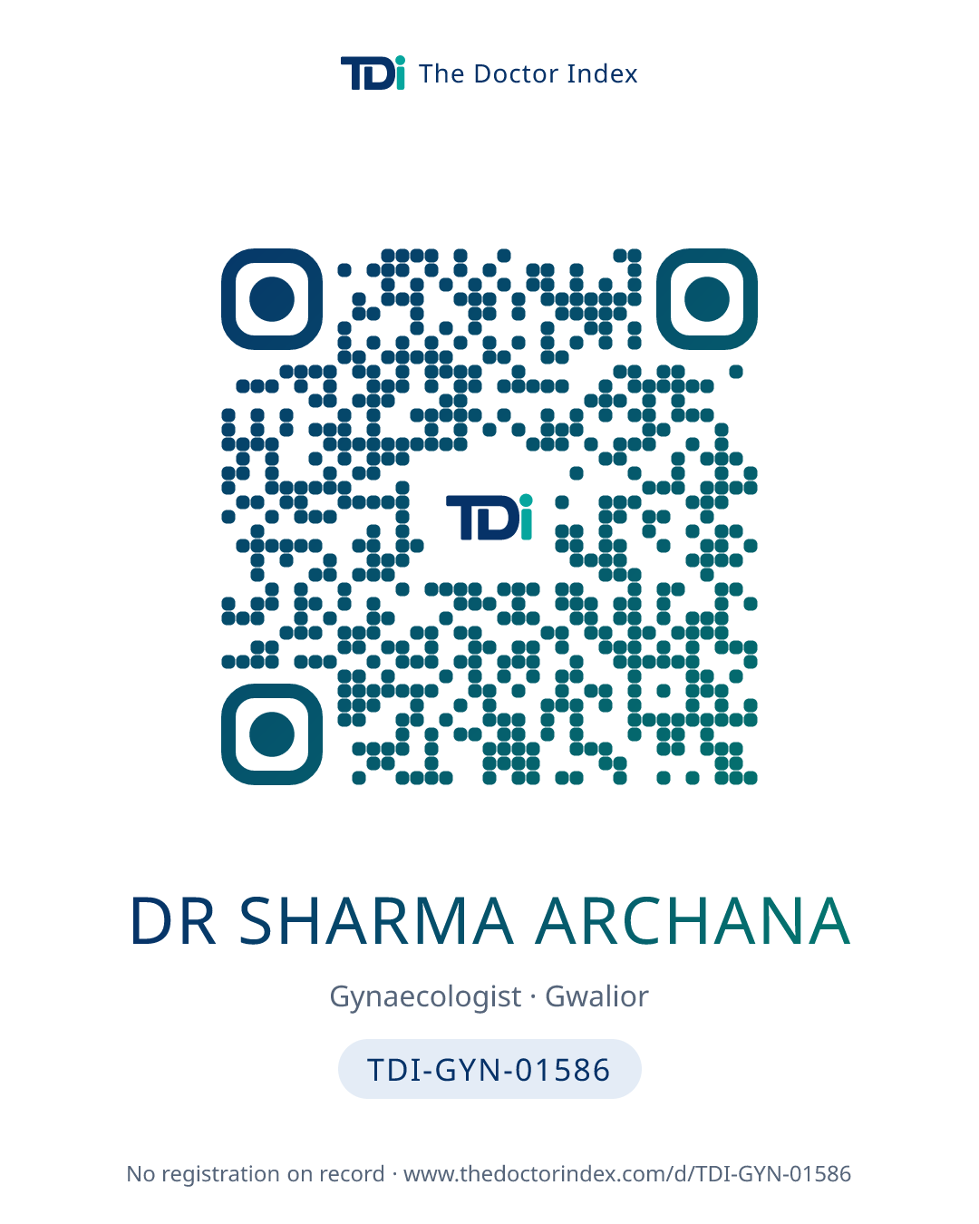 QR card for Dr Sharma Archana, TDI-GYN-01586