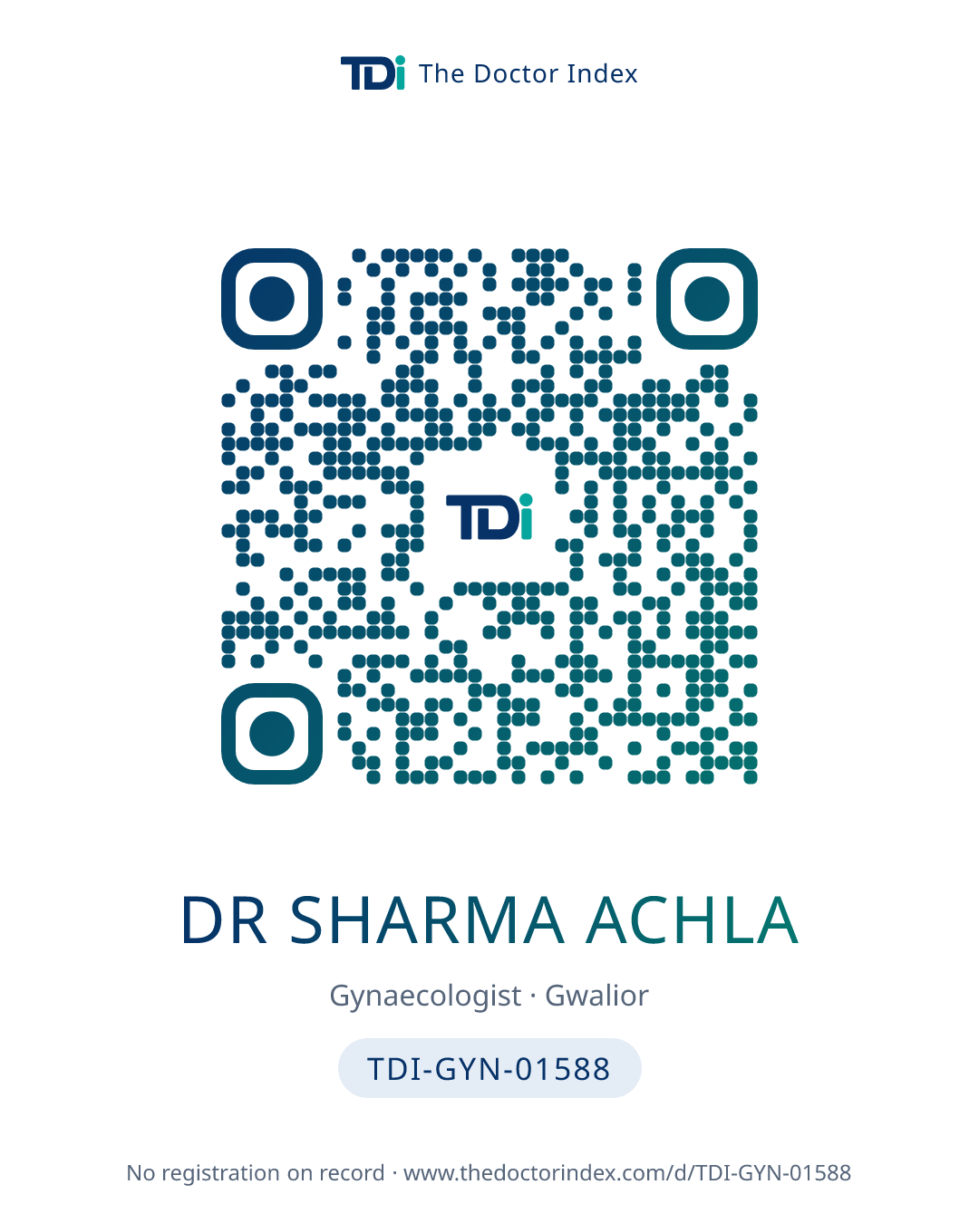 QR card for Dr Sharma Achla, TDI-GYN-01588