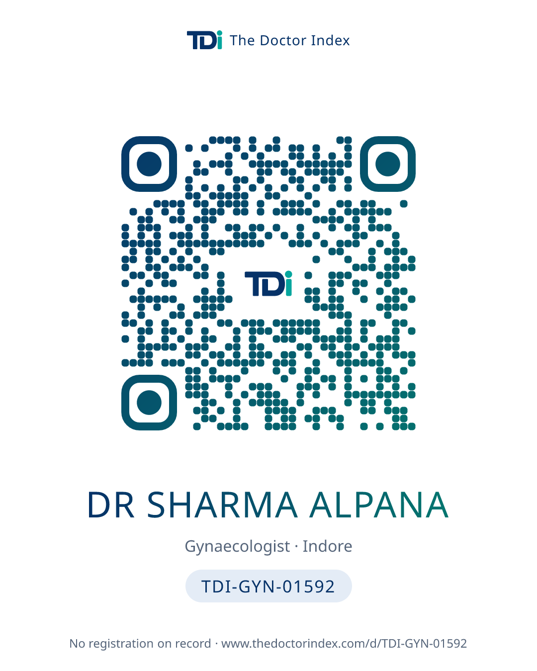 QR card for Dr Sharma Alpana, TDI-GYN-01592
