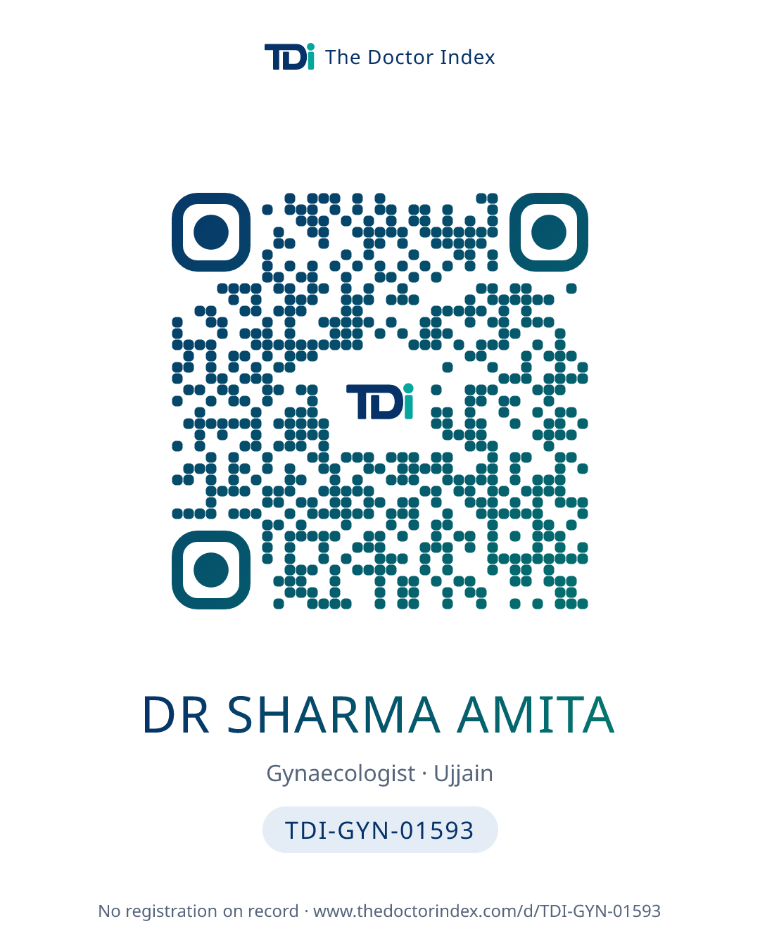 QR card for Dr Sharma Amita, TDI-GYN-01593
