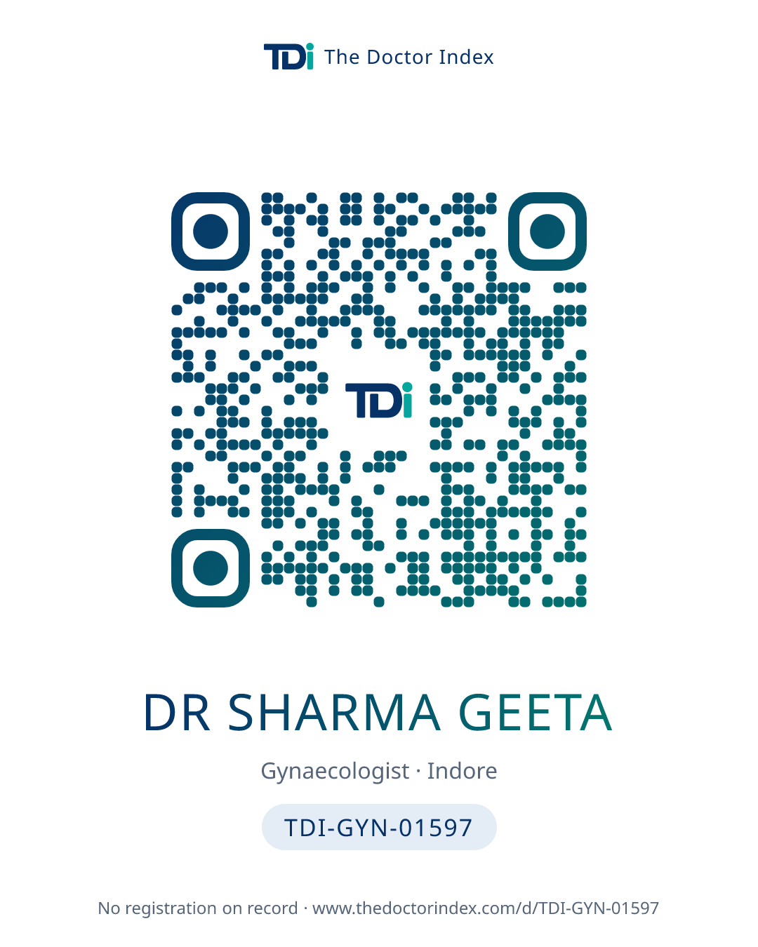 QR card for Dr Sharma Geeta, TDI-GYN-01597