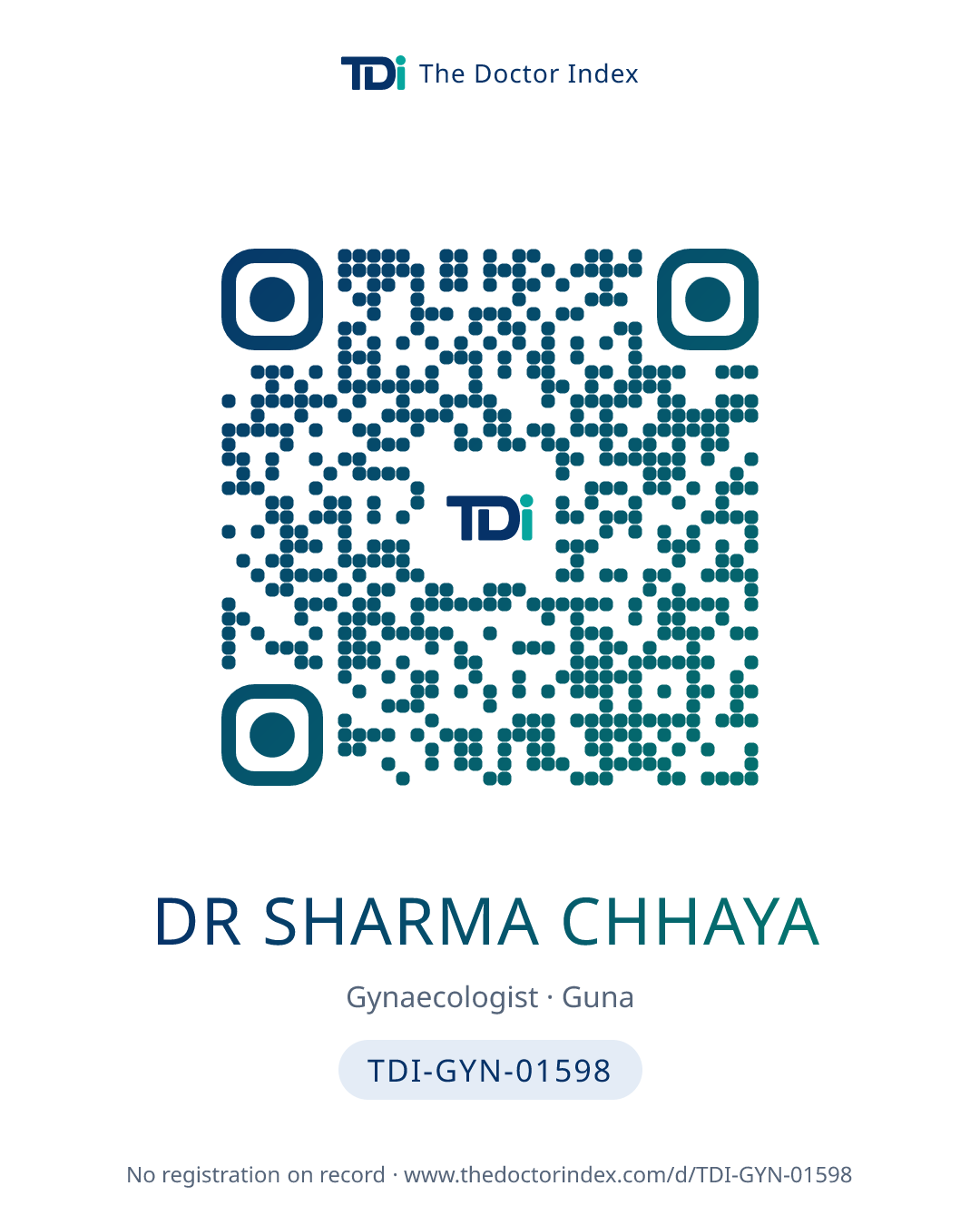 QR card for Dr Sharma Chhaya, TDI-GYN-01598