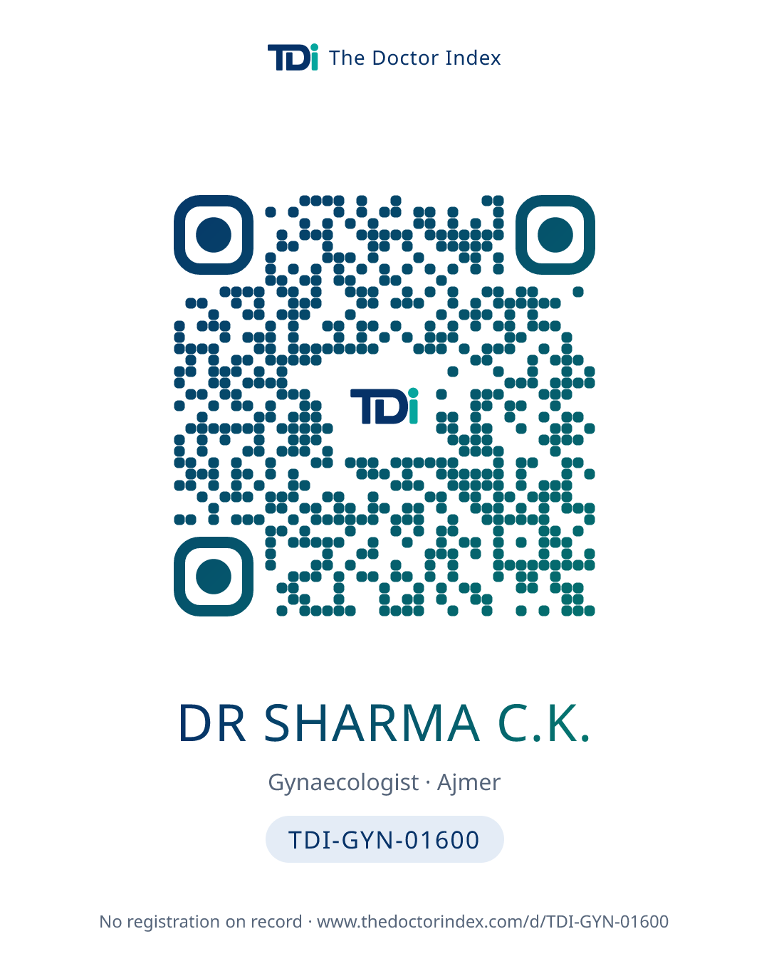 QR card for Dr Sharma C.K., TDI-GYN-01600