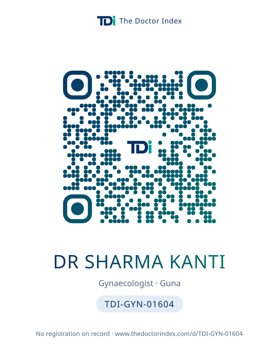 QR card for Dr Sharma Kanti, TDI-GYN-01604