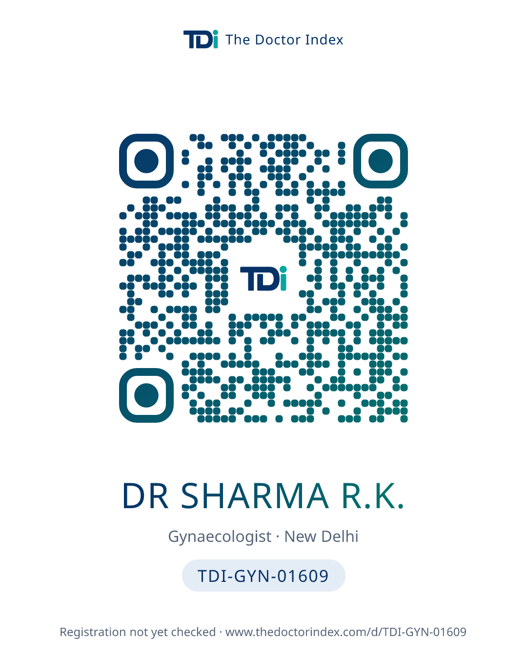 QR card for Dr Sharma R.K., TDI-GYN-01609