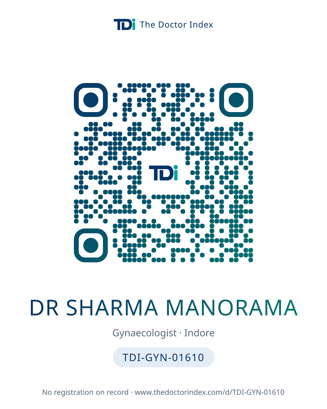 QR card for Dr Sharma Manorama, TDI-GYN-01610
