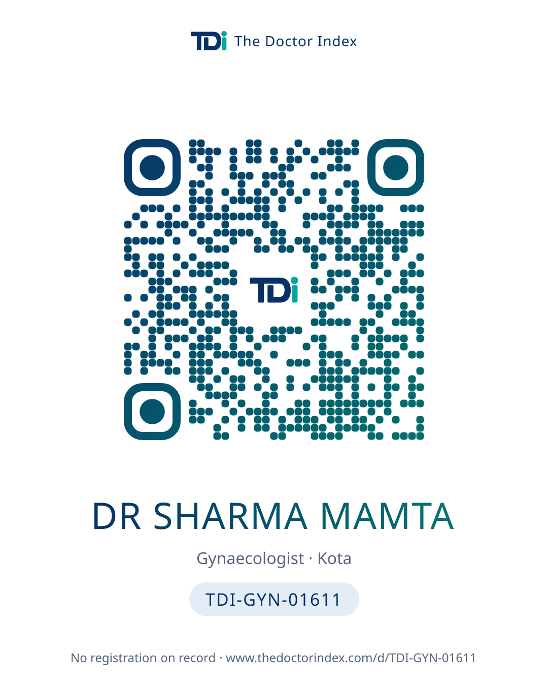 QR card for Dr Sharma Mamta, TDI-GYN-01611