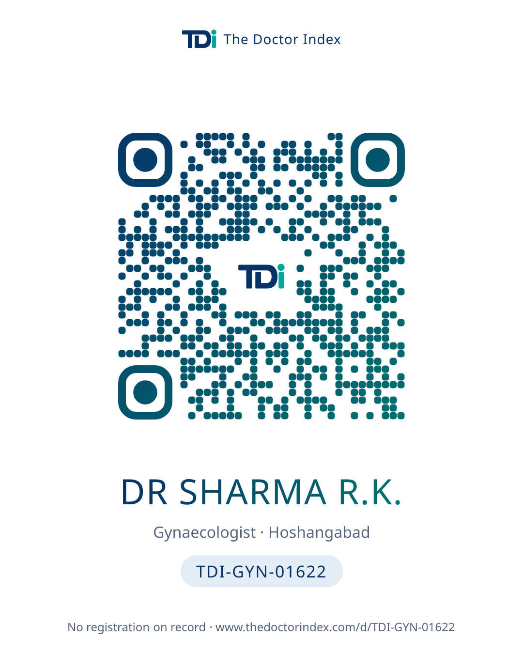 QR card for Dr Sharma R.K., TDI-GYN-01622