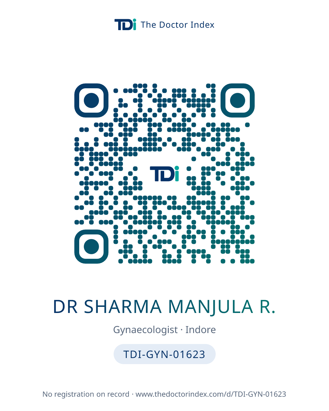 QR card for Dr Sharma Manjula R., TDI-GYN-01623
