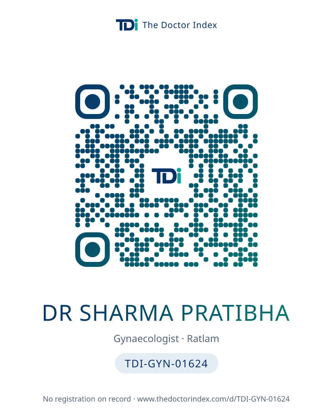 QR card for Dr Sharma Pratibha, TDI-GYN-01624