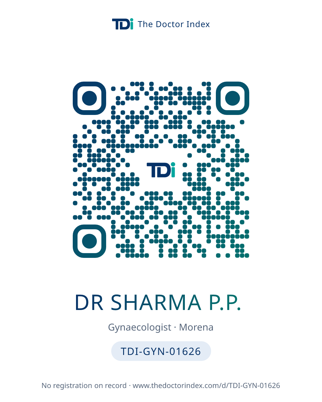 QR card for Dr Sharma P.P., TDI-GYN-01626