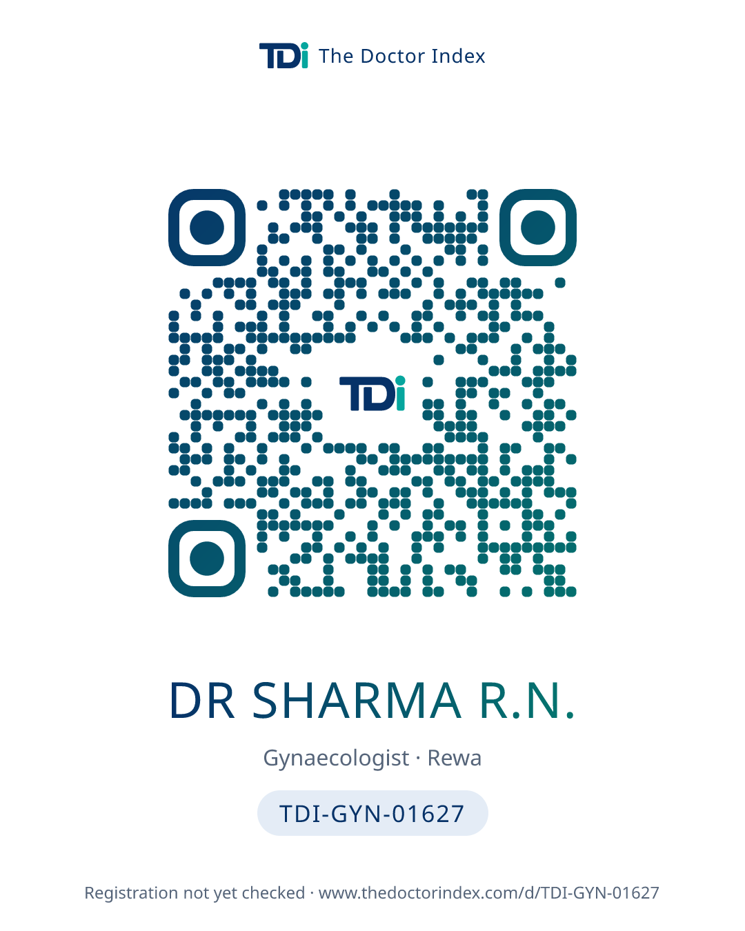 QR card for Dr Sharma R.N., TDI-GYN-01627