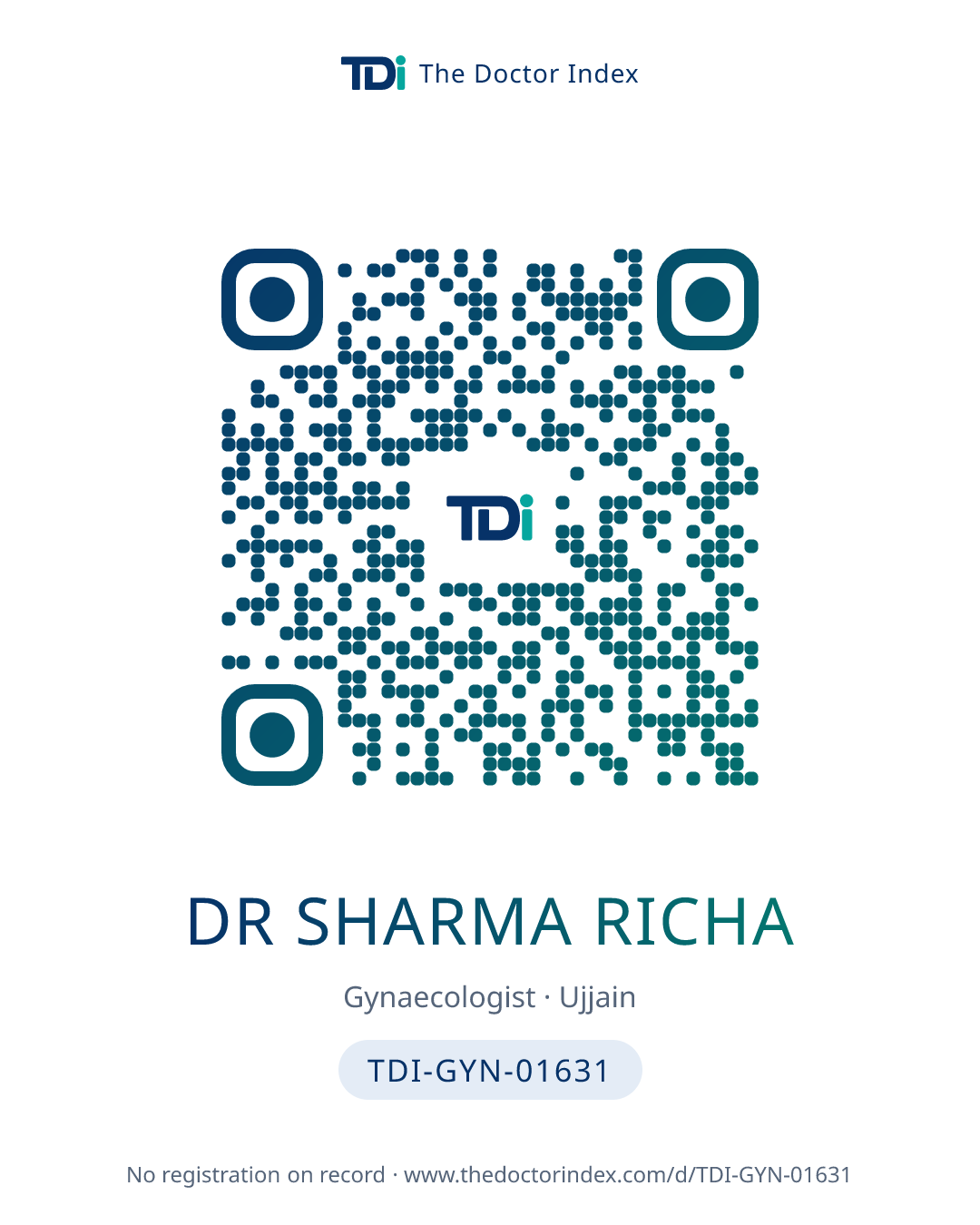 QR card for Dr Sharma Richa, TDI-GYN-01631