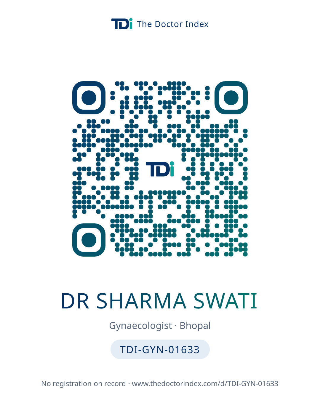 QR card for Dr Sharma Swati, TDI-GYN-01633
