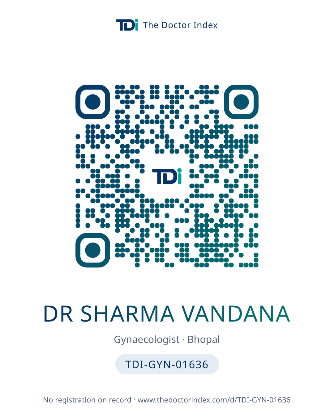 QR card for Dr Sharma Vandana, TDI-GYN-01636
