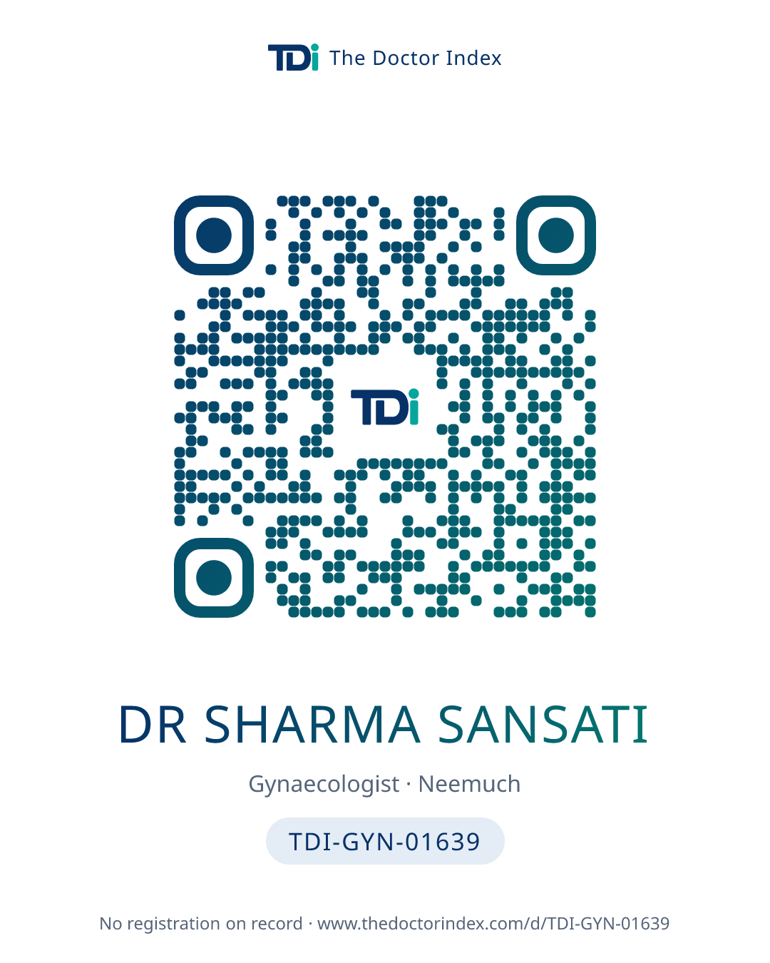 QR card for Dr Sharma Sansati, TDI-GYN-01639