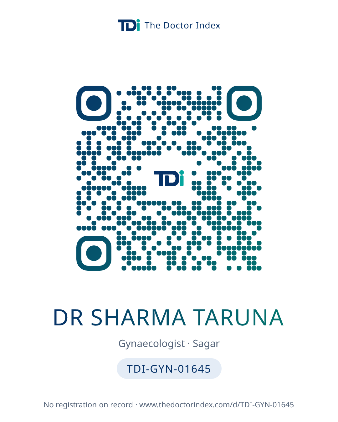 QR card for Dr Sharma Taruna, TDI-GYN-01645