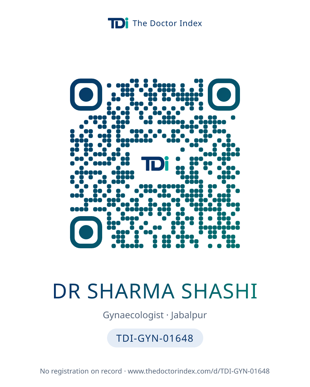 QR card for Dr Sharma Shashi, TDI-GYN-01648