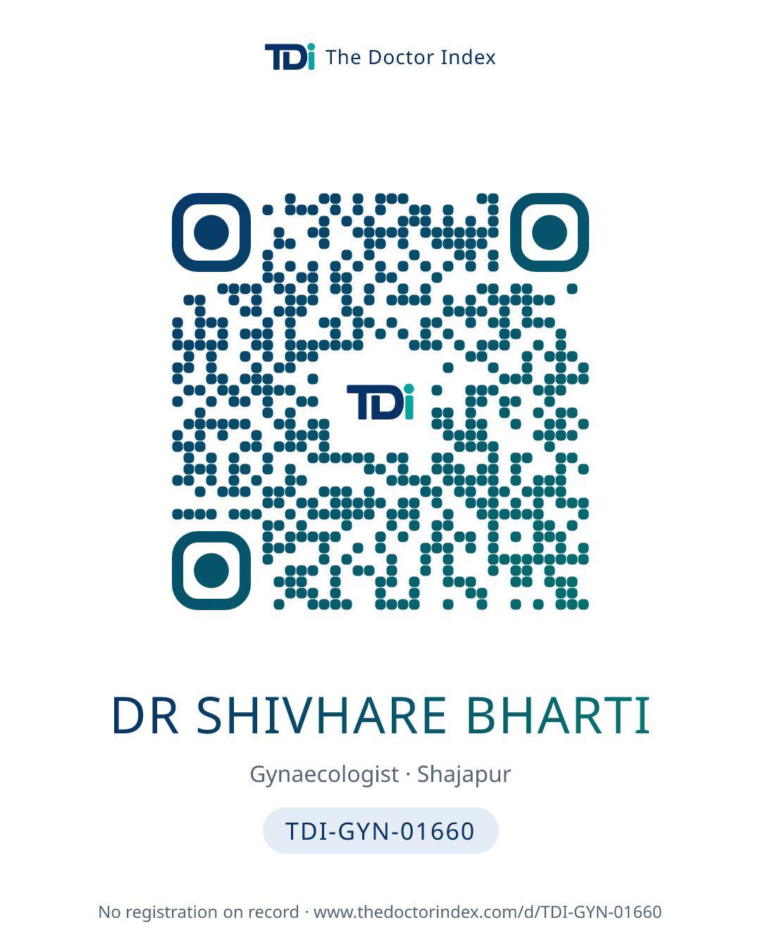 QR card for Dr Shivhare Bharti, TDI-GYN-01660