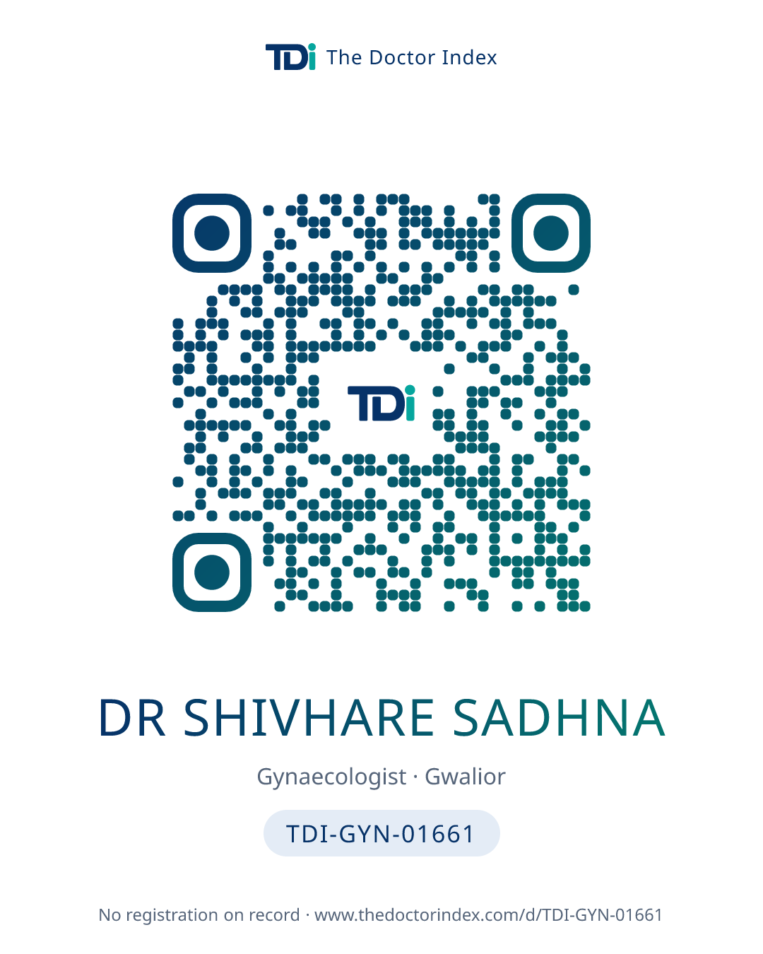 QR card for Dr Shivhare Sadhna, TDI-GYN-01661