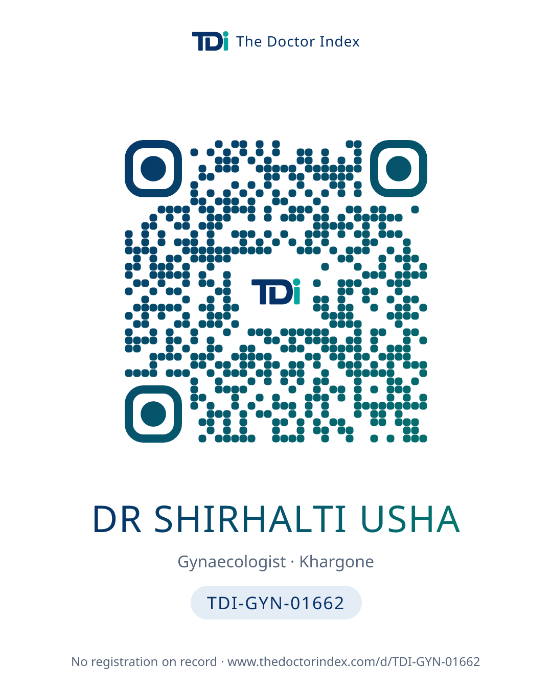 QR card for Dr Shirhalti Usha, TDI-GYN-01662