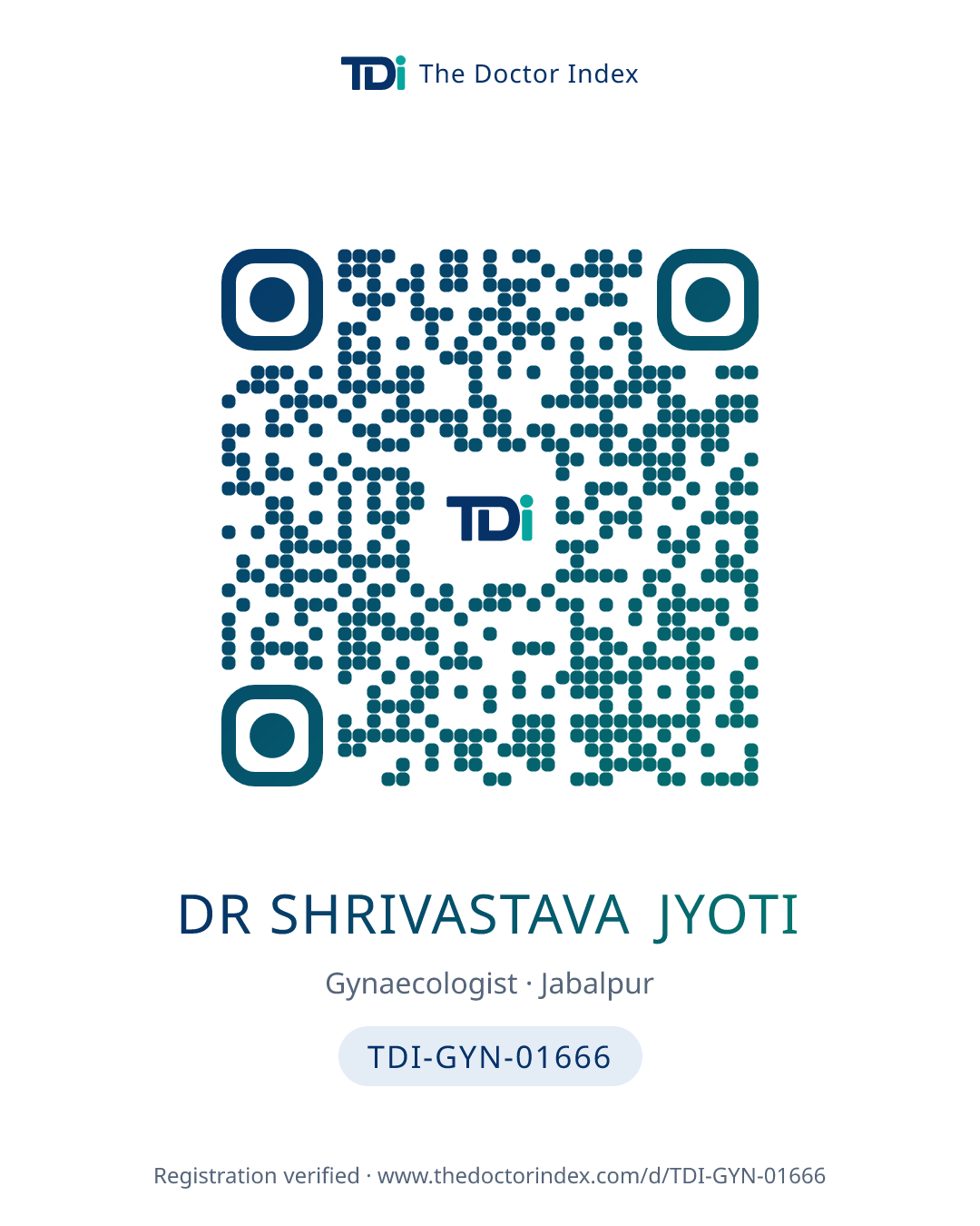 QR card for Dr Shrivastava Jyoti, TDI-GYN-01666