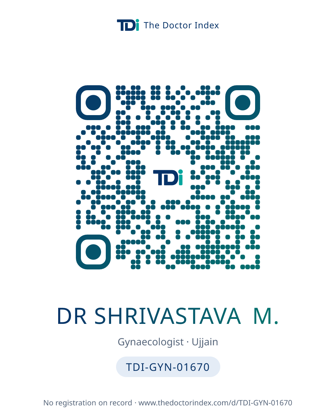 QR card for Dr Shrivastava M., TDI-GYN-01670