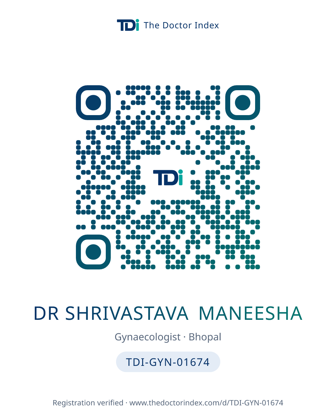 QR card for Dr Shrivastava Maneesha, TDI-GYN-01674