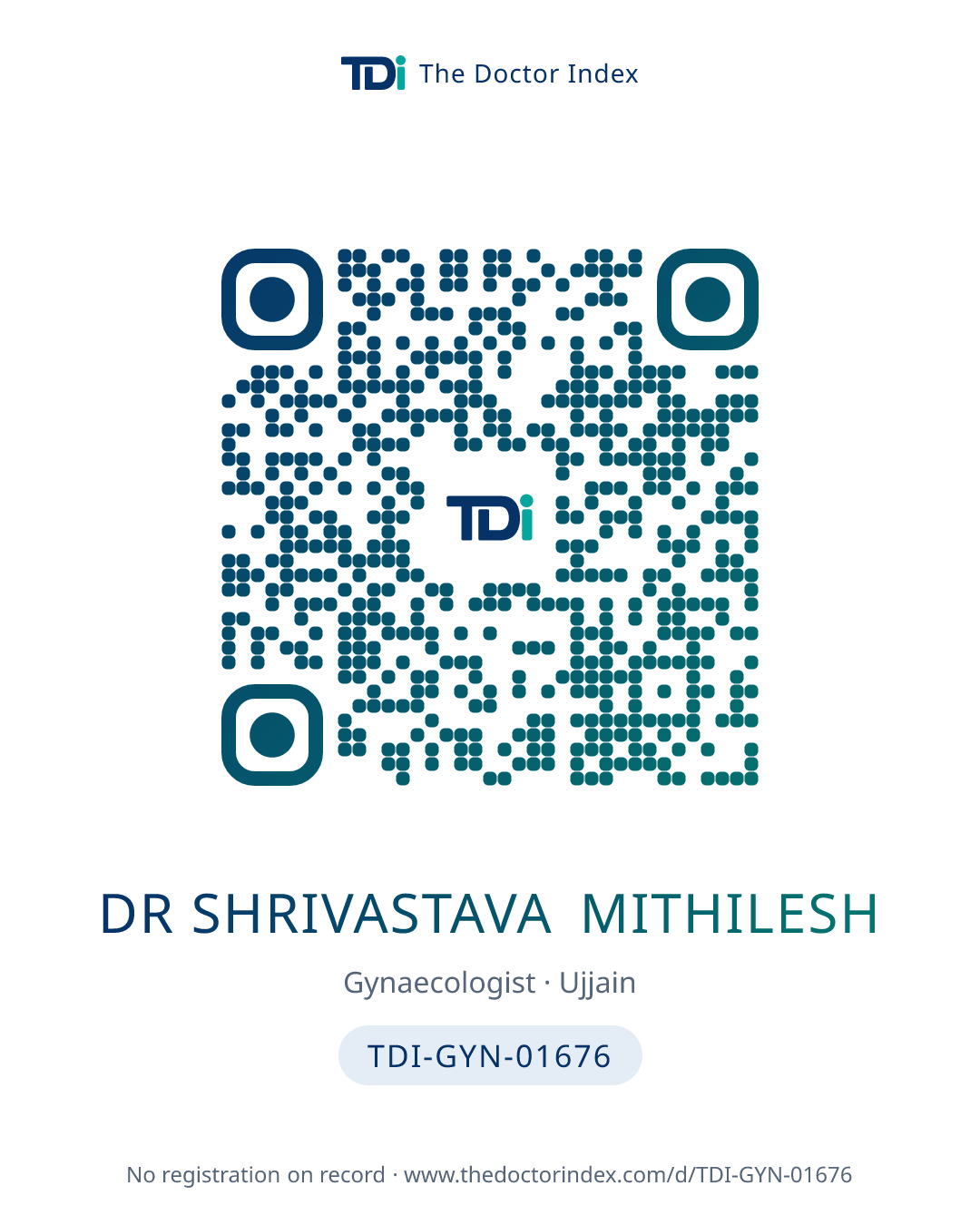QR card for Dr Shrivastava Mithilesh, TDI-GYN-01676
