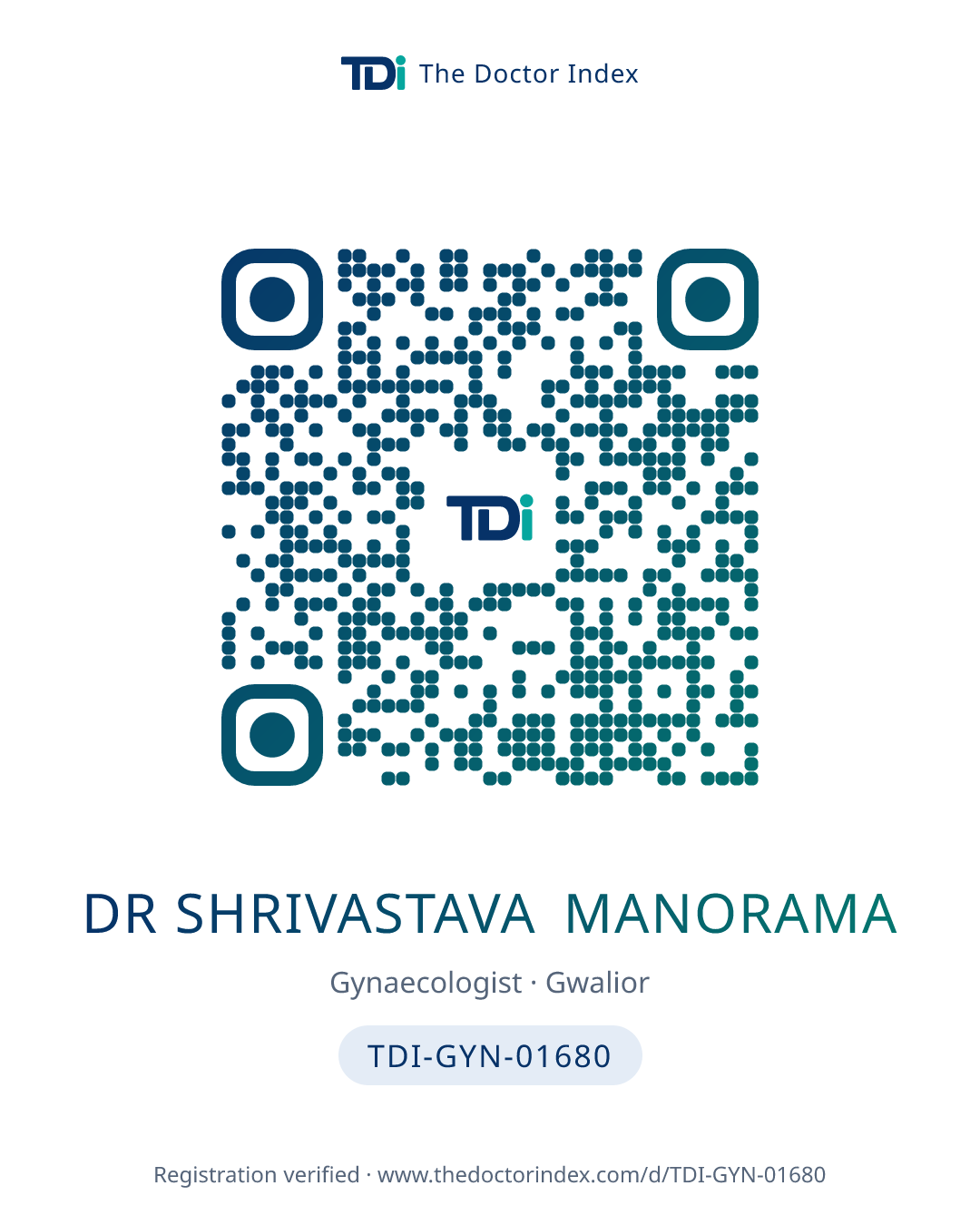 QR card for Dr Shrivastava Manorama, TDI-GYN-01680