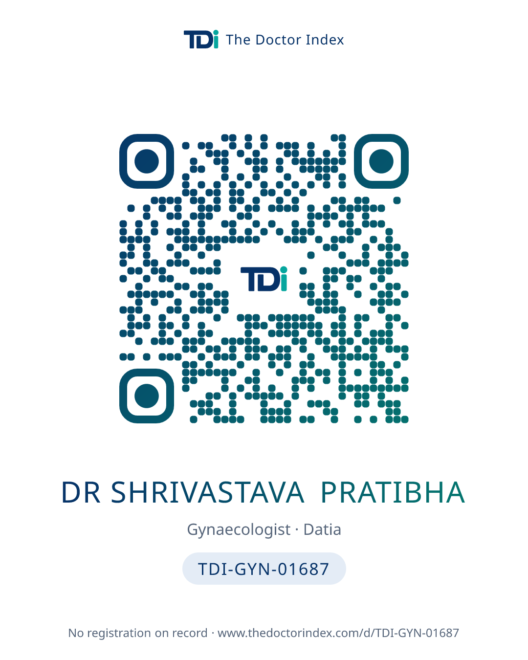 QR card for Dr Shrivastava Pratibha, TDI-GYN-01687