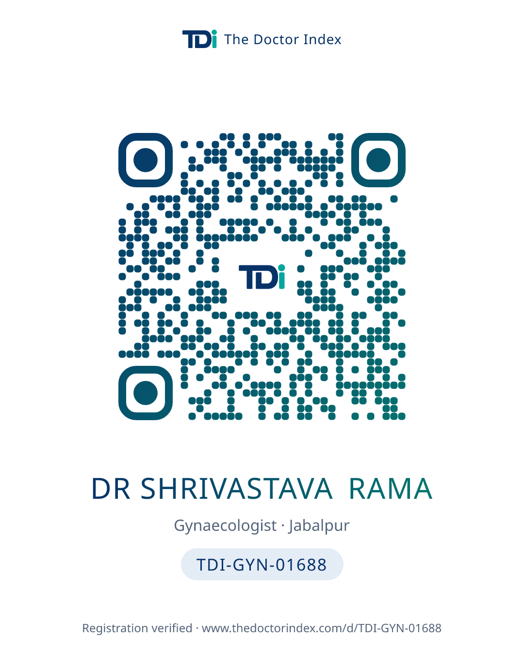 QR card for Dr Shrivastava Rama, TDI-GYN-01688