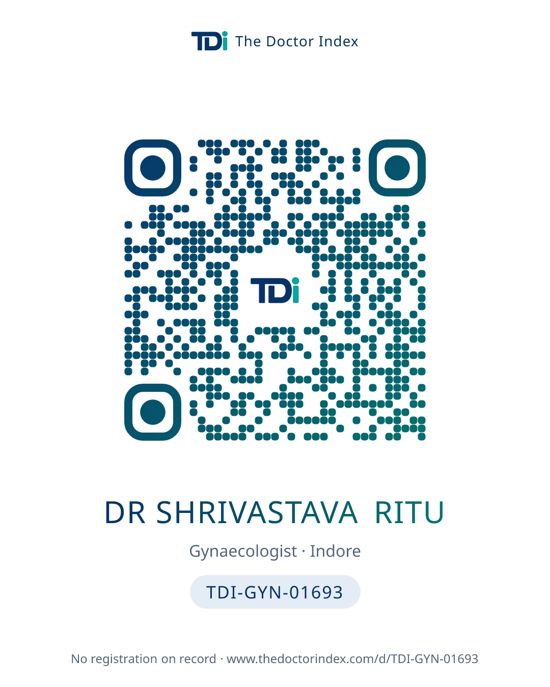 QR card for Dr Shrivastava Ritu, TDI-GYN-01693
