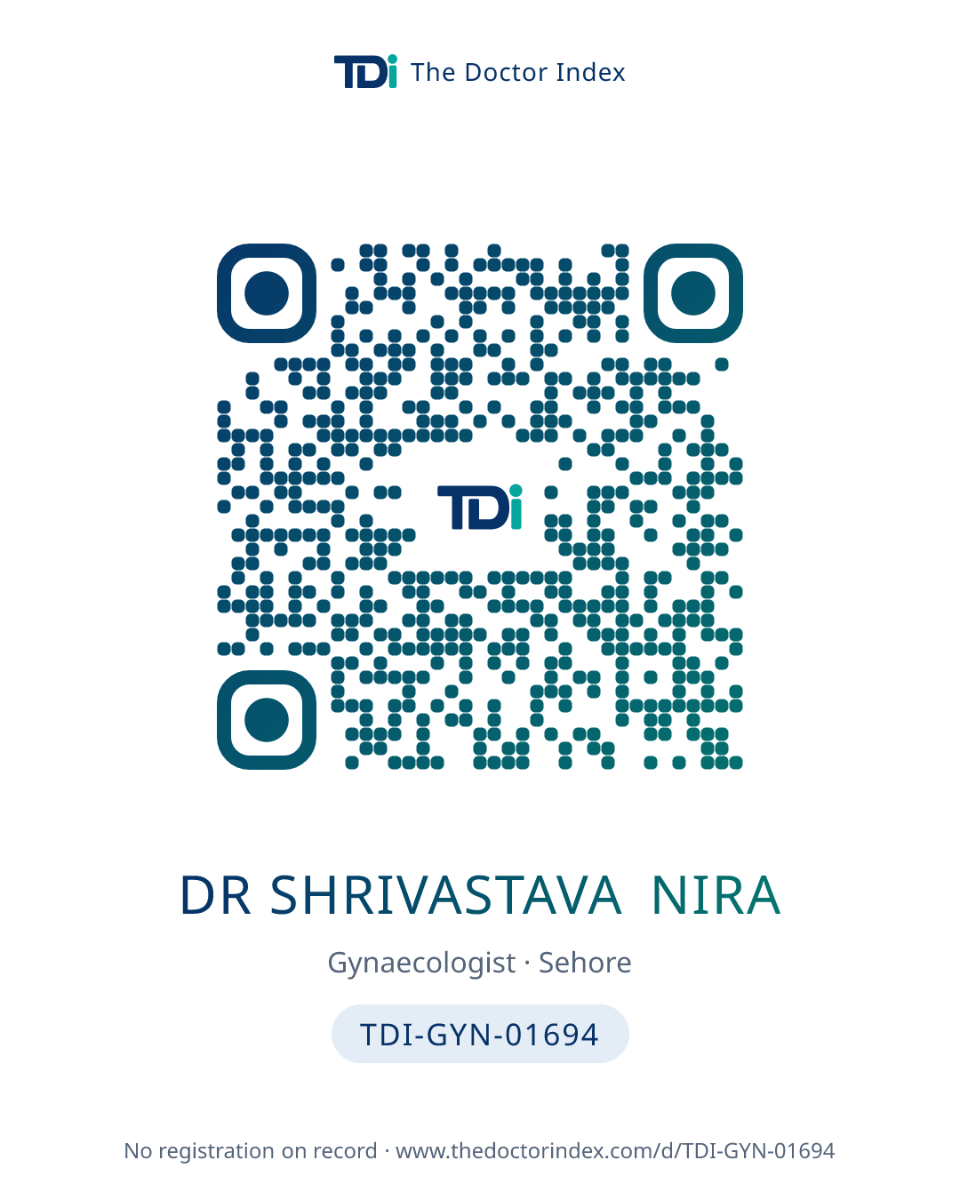 QR card for Dr Shrivastava Nira, TDI-GYN-01694