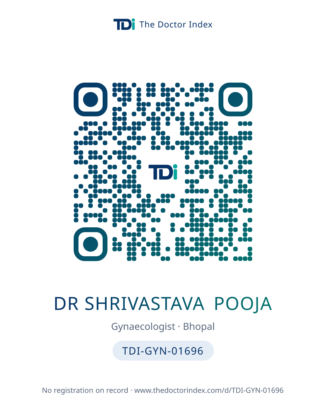 QR card for Dr Shrivastava Pooja, TDI-GYN-01696