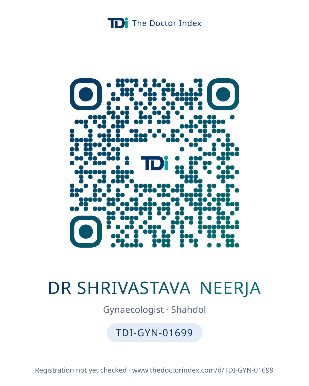QR card for Dr Shrivastava Neerja, TDI-GYN-01699
